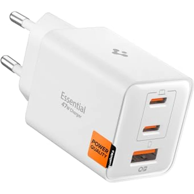 Spigen ArcStation Essential 47W 3-Port USB-C Ladegerät, PPS Schnellladegerät mit PD 3.0 für Samsung Galaxy S26 Ultra Plus, iPhone 17 Pro Max, Pixel 10 - Weiß – Bild 1