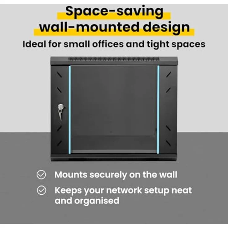 vidaXL Netzwerkschrank, Stahl mit Speicher, Schwarz, 60 x 60 x 50 cm – Bild 5