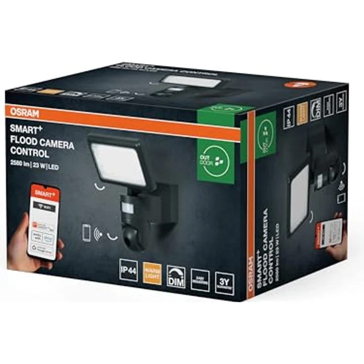 Osram SMART+ FLOOD CAMERA CONTROL, Netzwerkkamera mit HD Live-Bildübertragung, grau, 2000 Lumen, IP44 – Bild 3