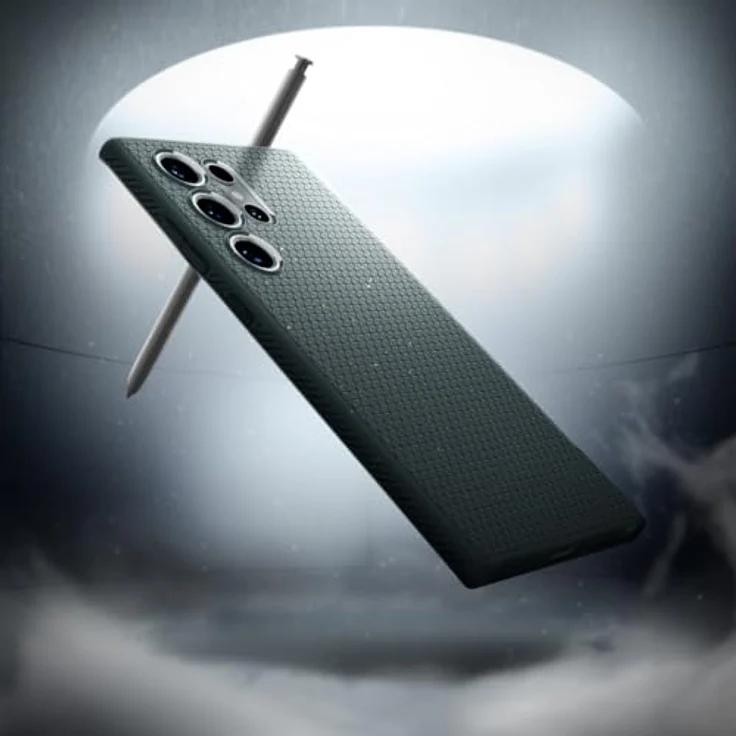 Spigen Liquid Air Hülle Kompatibel mit Samsung Galaxy S24 Ultra -Grün Gemustertes TPU, Eckschutz durch Air Cushion Technologie, Stoßabsorbierendes Spider Web, Schutzrand für Display und Kamera, Maßgeschneidert für alle Anschlüsse – Bild 3