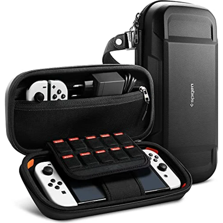 Spigen Rugged Armor Pro Kompatibel mit Nintendo Switch OLED 2021 und Nintendo Switch 2017 - Schwarz – Bild 1