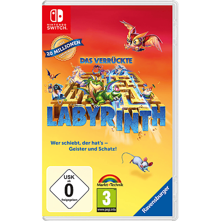 MARKT + TECHNIK Das verrückte Labyrinth - Nintendo Switch, Brettspiel-Klassiker für 1-4 Spieler mit 2021er Neuauflage und enthaltenem Junior Labyrinth