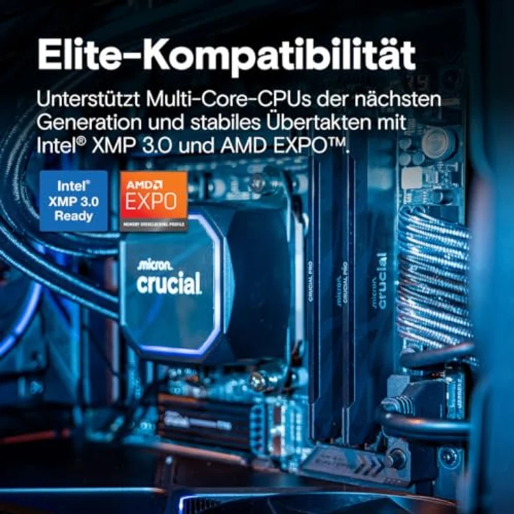 Crucial Pro DDR5-6400 Kit, 32GB (2x16GB) UDIMM, CL32 B Overclocking, 6400 MHz, Schwarz – Bild 4
