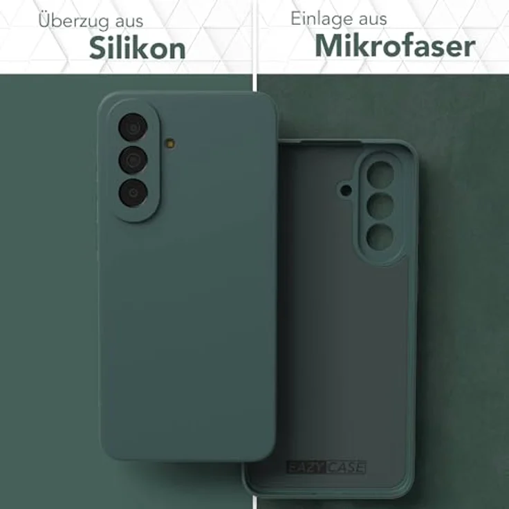 EAZY CASE Silikonhülle für Galaxy A57, stoßfestes TPU Case mit Kameraschutz in Piniengrün Matt, dünn und kratzresistent, kompatibel mit Handykette – Bild 3