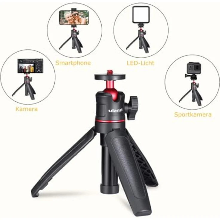 ULANZI MT-08 Kompaktes Reisestativ, tragbar, 1/4-Zoll-Schraube, kompatibel mit Sony ZV1/RX100 VII/Canon G7X Mark/Fujifilm X100V/Leica Q2, 360° Kugelkopf, rutschfester Griff – Bild 5