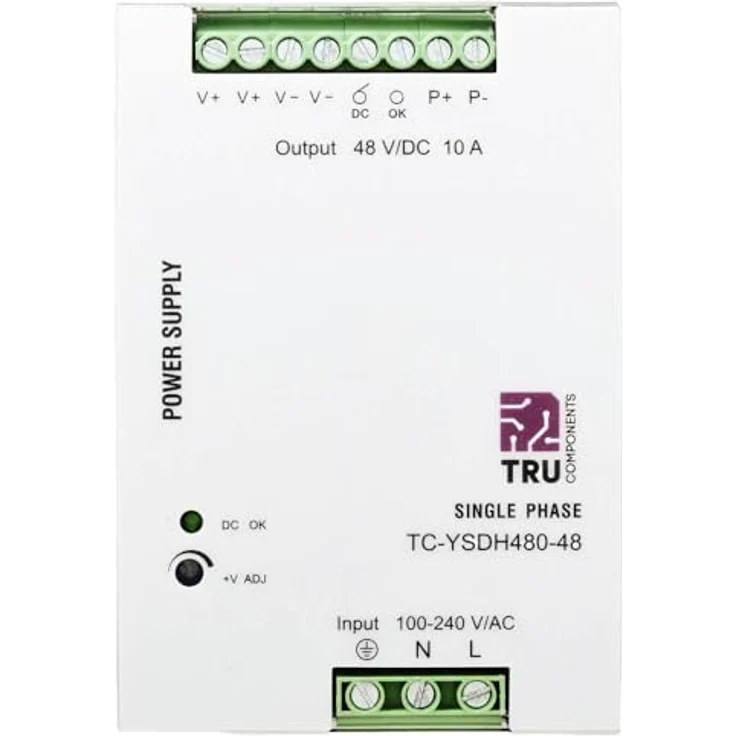 TRU Components TC-13864576 DIN-Schienen-Netzteil, 48 V/DC, 10 A, 480 W, 1x Ausgang, Eingang 90-264 V/AC oder 127-370 V/DC – Bild 2