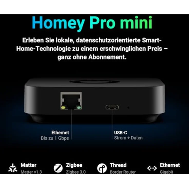 Homey Pro mini, Smart Home Hub für Hausautomatisierung mit Zigbee, Ethernet, Matter und Thread, kompatibel mit Apple Siri, Amazon Alexa und Google Home – Bild 2