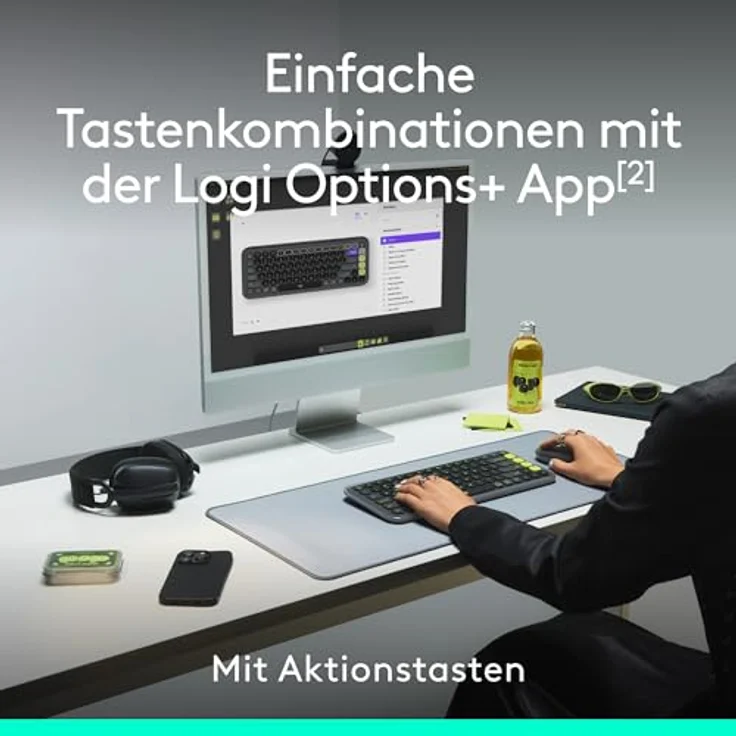 Logitech POP ICON COMBO, Bluetooth-Tastatur-Maus-Set, programmierbare Tasten, leise Klicks, Easy-Switch für bis zu 3 Geräte, Deutsches QWERTZ-Layout - Rosa – Bild 4