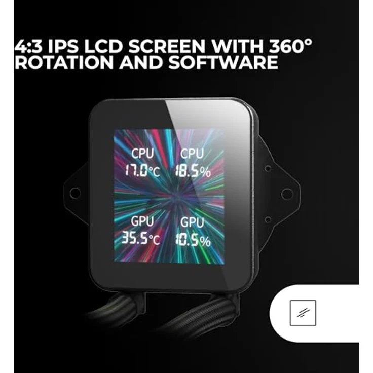 Mars Gaming ML-Vision 240 RGB, AIO-Wasserkühlung mit 4:3-IPS-LCD-Bildschirm, 500 W TDP, Schwarz – Bild 2
