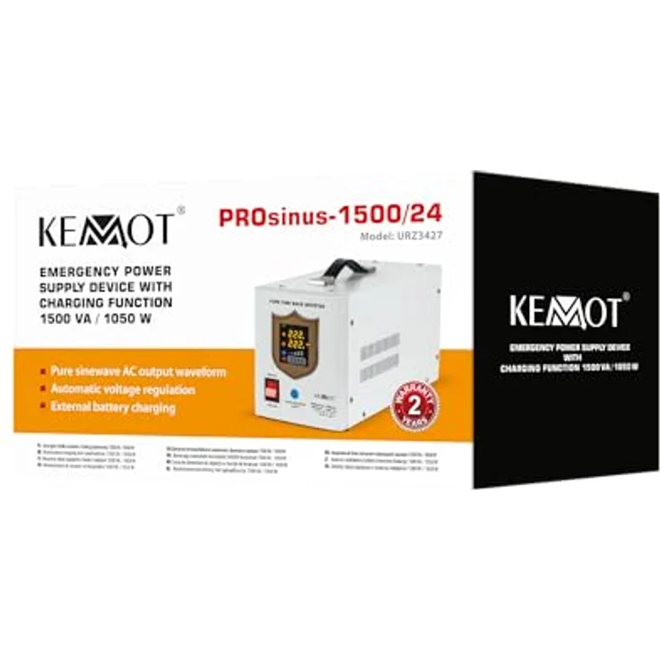 KEMOT PROsinus 1500 UPS, unterbrechungsfreie Stromversorgung mit reiner Sinuswelle, 1050 Watt Leistung, Schutz gegen Überlastung und Kurzschluss – Bild 4