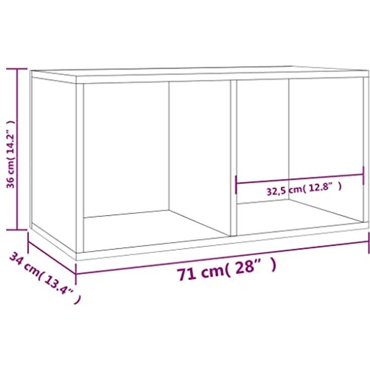 vidaXL Schallplatten-Aufbewahrungsbox Betongrau 71×34×36 cm Spanplatte – Bild 4