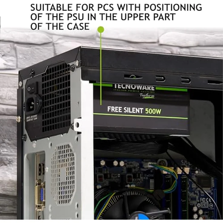 Tecnoware Free Silent Netzteil ATX 500 W Real PC Lüfter 12 cm 2 x SATA 1 x 24 Pole, 1 x 1 2 V, 4 + 4 Pole, 2 x Molex, 1 x Floppy, Einzelpackung – Bild 7