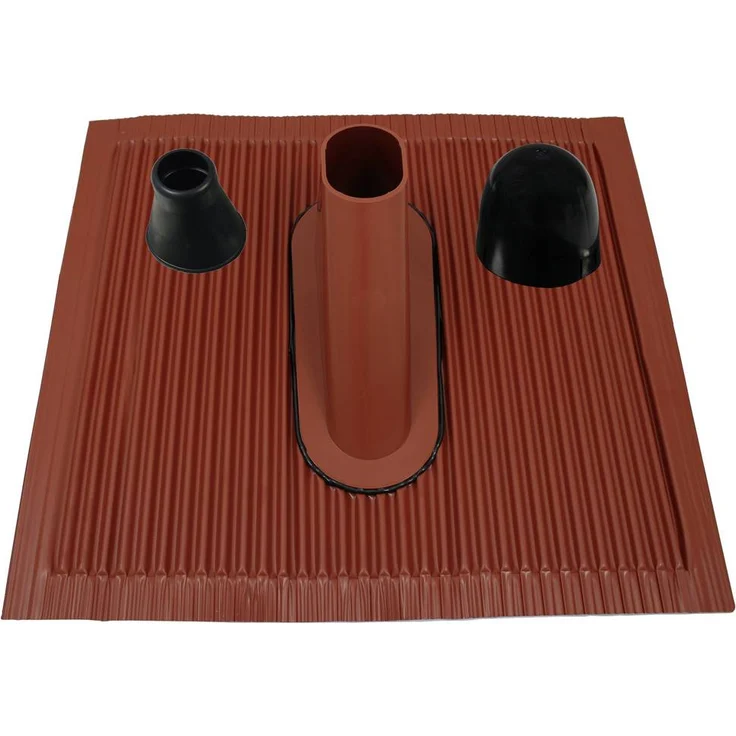 Televes SPAZ48RK Montageset für 48mm Masten, inklusive rotem Alublechziegel, Dichtungsmanschette und Mastkappe für 18 Kabel