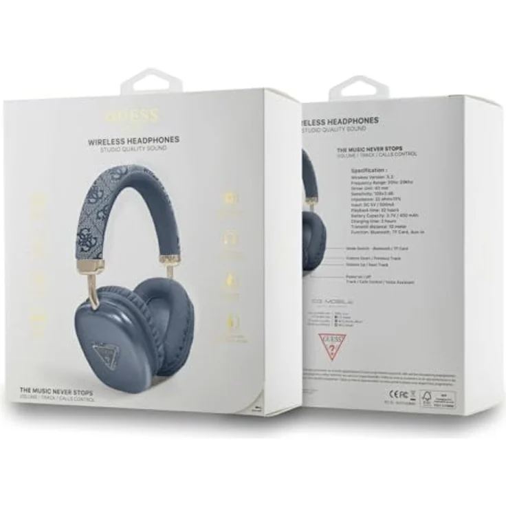 CG Mobile Guess Bluetooth 5.3 On-Ear-Kopfhörer mit IPX4 Schutz, bis zu 32 Stunden Akkulaufzeit, blau – Bild 4