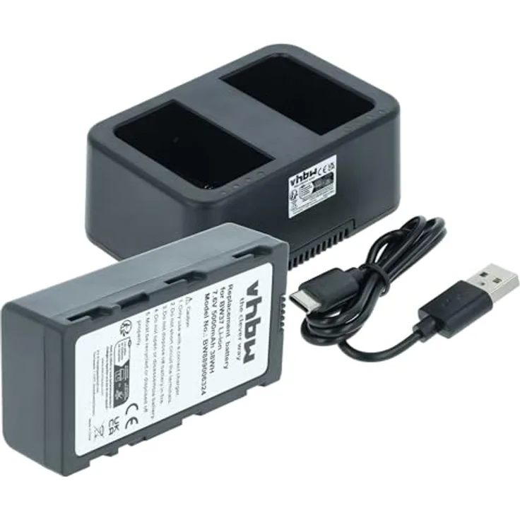 vhbw Drohnen-Akku Akku, Zubehörset mit Ladeschale und USB-Kabel, schwarz