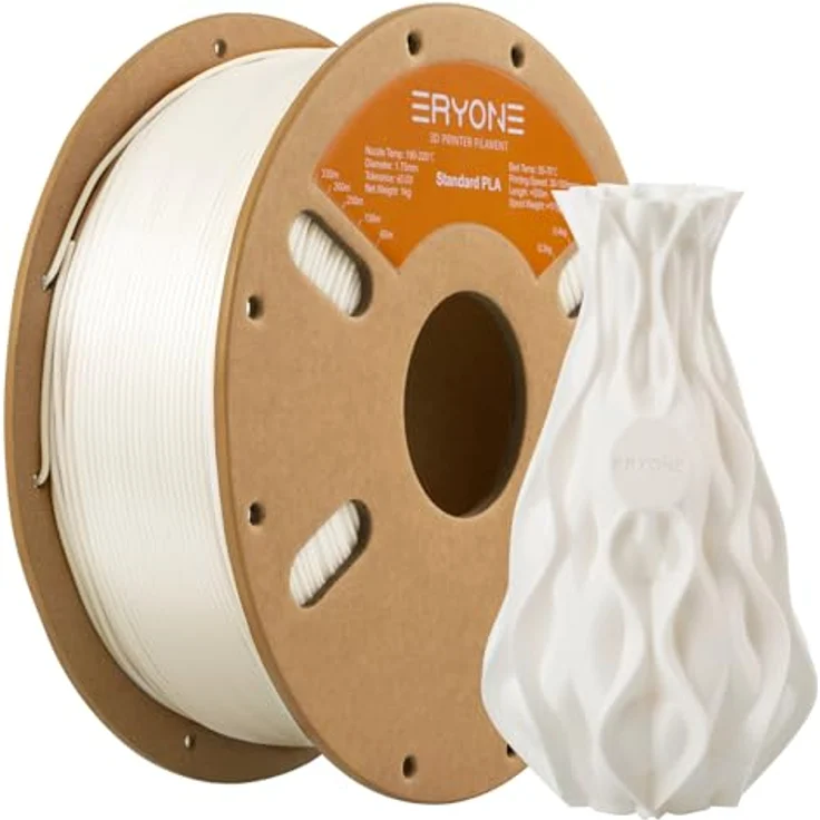 ERYONE PLA Filament 1.75 mm, 3D Drucker Filament mit +/- 0,03 mm Maßgenauigkeit, 1 kg Spule, Elfenbein Weiß – Bild 1