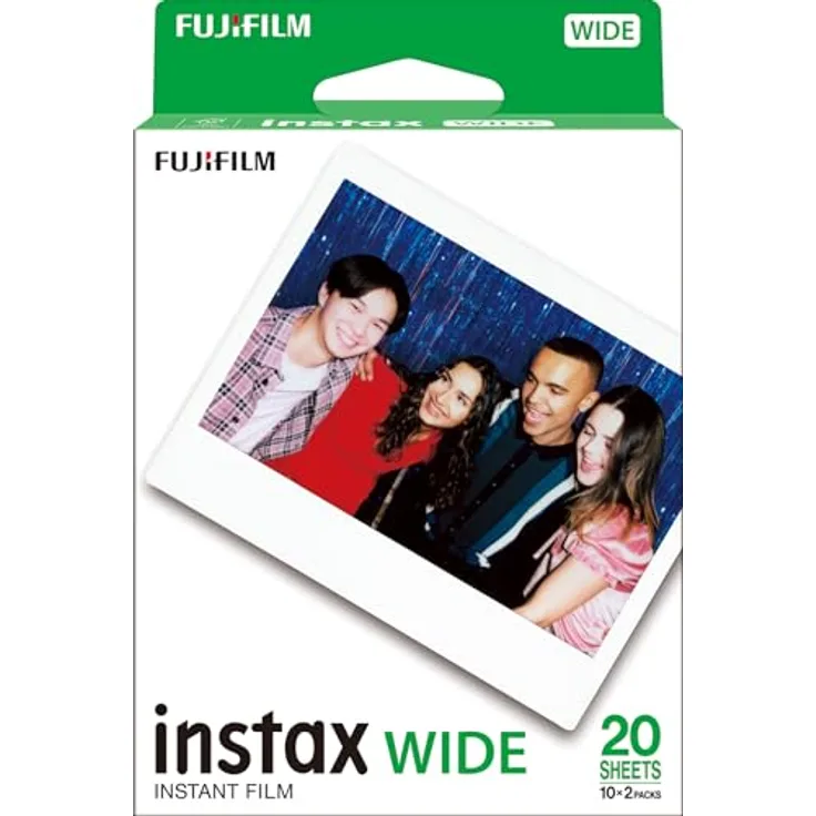FUJIFILM Instax WIDE Film, Sofortbildfilm für Instax Kameras, Doppelpack 20 Bilder mit weißen Rahmen