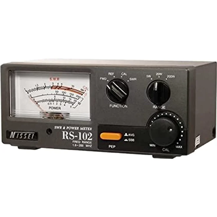 NISSEI RS-102 Feststellwellenmessgerät und Wattmeter, SWR-Messung, Frequenzbereich 1,8-200 MHz, Leistungsmessung bis 200 W, Impedanz 50 Ohm – Bild 1