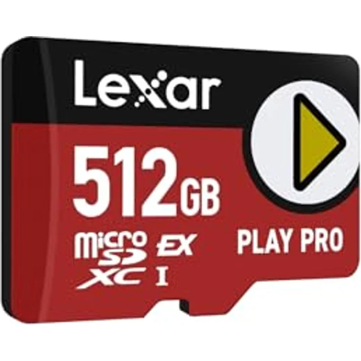 Lexar PLAY PRO microSDXC Express, 512 GB, V30, Lesegeschwindigkeit 900 MB/s, Schwarz-Rot – Bild 1