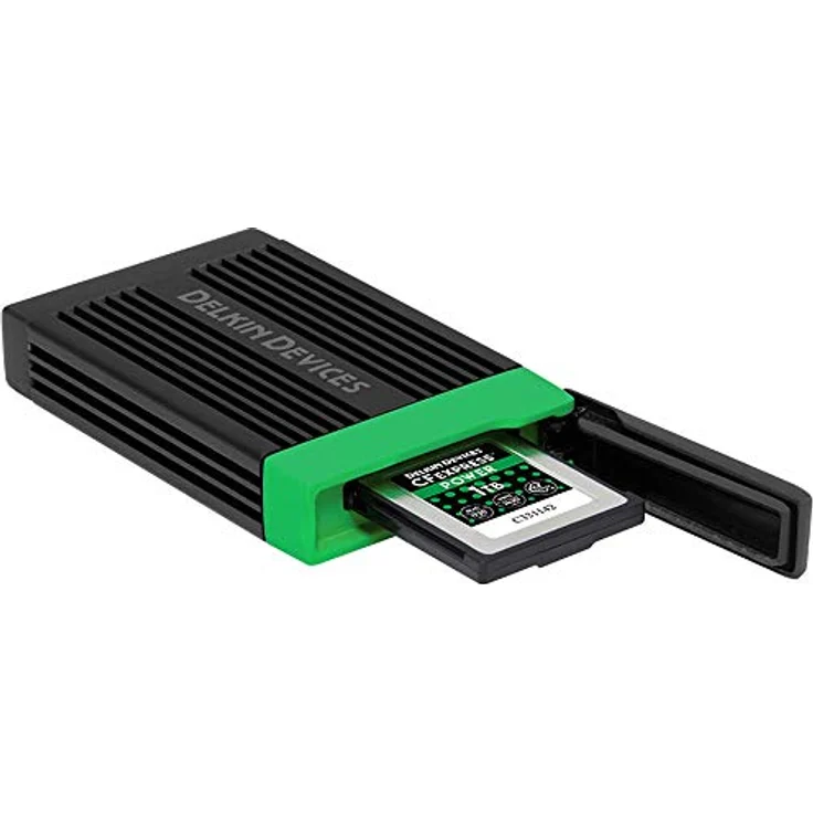 Delkin Devices USB-Speicherkartenleser CFExpress Typ B (DDREADER-54), USB 3.2 Typ-C Schnittstelle, Rundumschutz, duale Kabel enthalten - schwarz – Bild 1