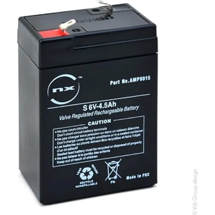 Yuasa NP4-6 Bleiakku 6V 4Ah AGM, wartungsfreies Blei-Vlies, Flachstecker 4.8mm, Maße 70 x 106 x 47mm – Bild 2