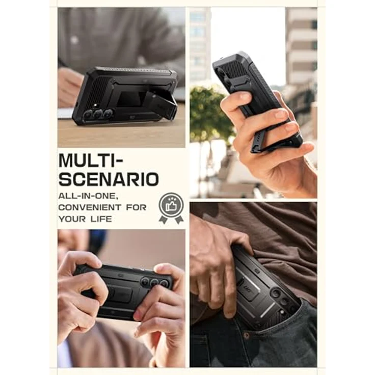 Supcase Galaxy S25 FE, Smartphone Hülle mit Gürtelclip, Schutzglas und stossfestem Design, Schwarz – Bild 8