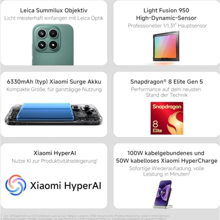 Xiaomi 17 Smartphone 12GB RAM 512GB Speicher, 6,3" 120Hz Display, Snapdragon 8 Elite Gen 5, 5G, 6.330 mAh, Schwarz – Bild 4