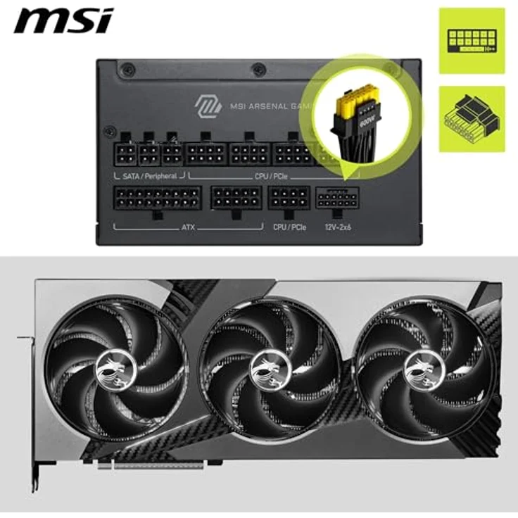 MSI MAG A1200PLS PCIE5, 1200 Watt Netzteil mit 80 PLUS Platinum, ATX12V 3.1, aktive PFC, 135 mm – Bild 4