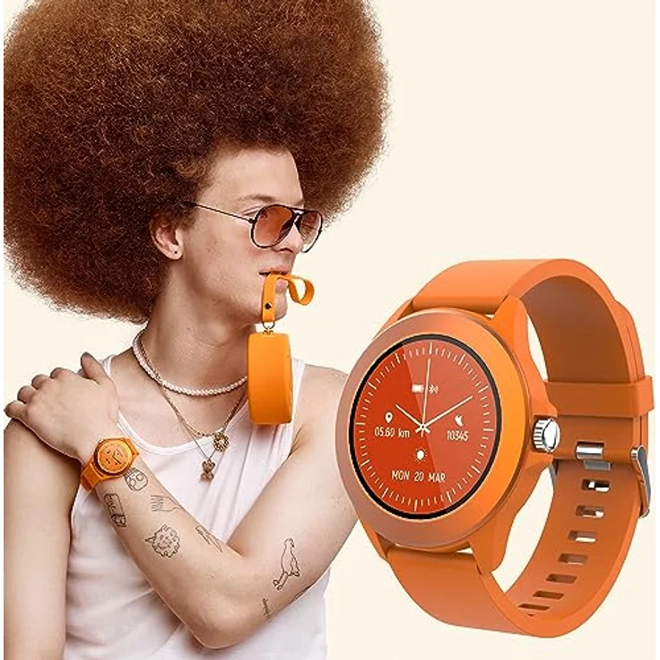 FOREVER Colorum CW-300 Orange Smartwatch Wasserdicht IP68 - Pulsuhr mit Schrittzähler Schlaftracker Kalorienzähler - Lange Akkulaufzeit - Android/iOS Sportuhr Damen Herren Unisex Stilvolles Design – Bild 2