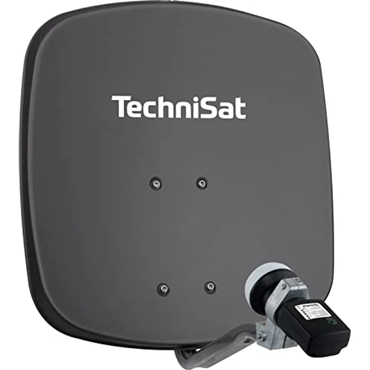 TechniSat DIGIDISH 45 – Satelliten-Schüssel für 1 Teilnehmer (45 cm kleine Sat Anlage - Komplettset mit Wandhalterung und Satfinder V/H-LNB) grau – Bild 1