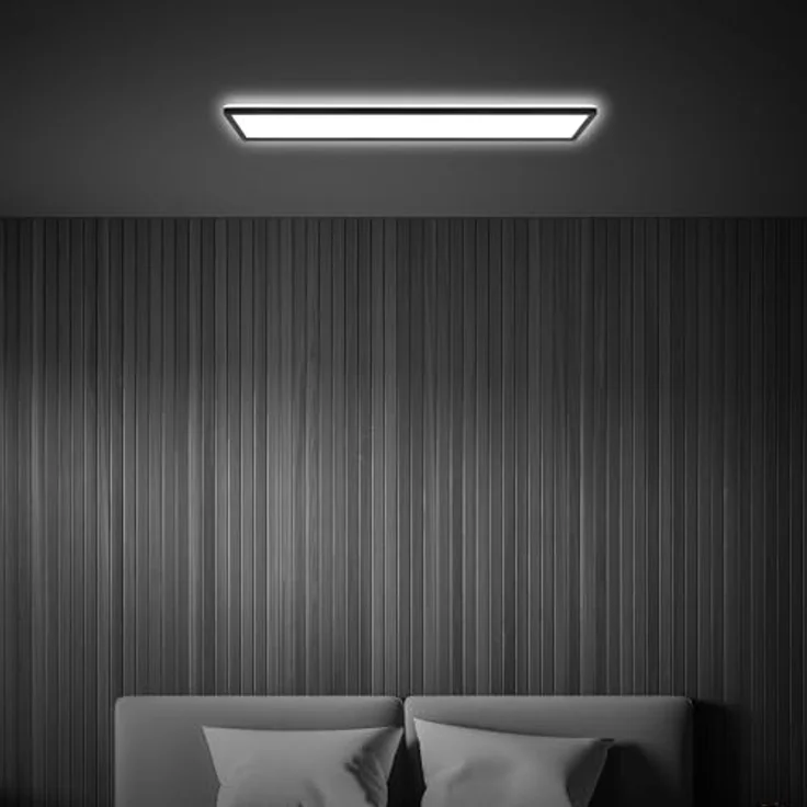 BRILONER LED Deckenlampe 98cm Schwarz, flach, neutralweißes Licht, 4800 Lumen, 4000K, Wohnzimmerlampe, extra groß 98x20x3 cm – Bild 4