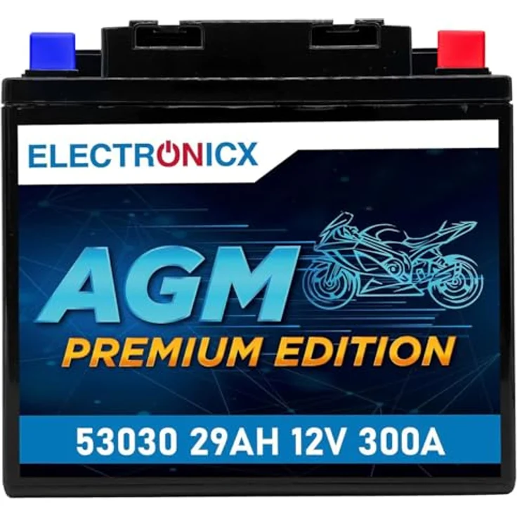 Electronicx AGM Motorradbatterie 29Ah 12V - wartungsfrei, auslaufsicher, vibrationsfest für Motorrad, Roller, Quad, ATV, Jetski – Bild 1