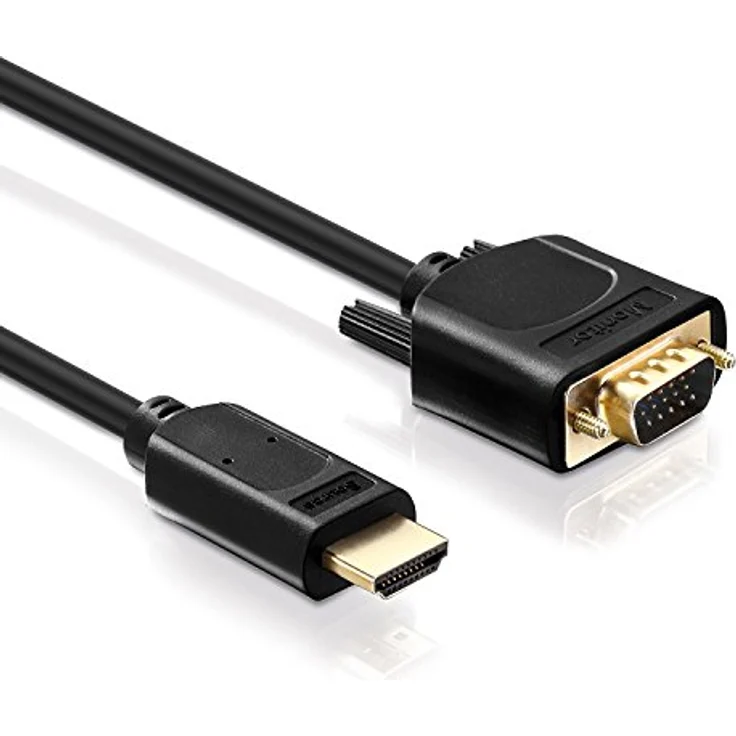 HDSupply HC110-015 HDMI-VGA 1080P Kabel, HDMI-A Stecker auf VGA-Stecker mit zusätzlichem Klinkenkabel, vergoldete Kontakte, 1,5m, schwarz – Bild 5