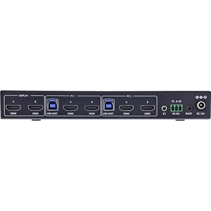 InLine KVM Switch 2-fach, HDMI, Dual Monitor, 8K60Hz, USB Hub, schwarz, robuster Metallgehäuse – Bild 5