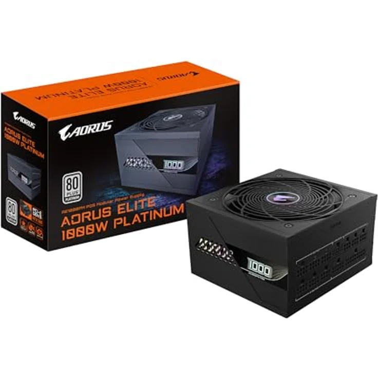 Gigabyte AORUS Elite P1000W Ice Netzteil - 80 Plus Platinum, Vollmodulares Design, 120mm Lüfter, ATX 3.0-kompatibel – Bild 1