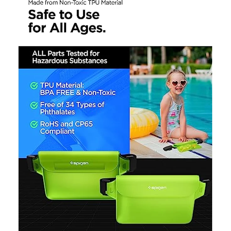 Spigen Aqua Shield, wasserdichte Tasche IPX8, 2er Pack Bauchtasche für iPhone 16/15/14/13, Galaxy S25/S24/S23 und alle Smartphones - Cactus Green – Bild 5