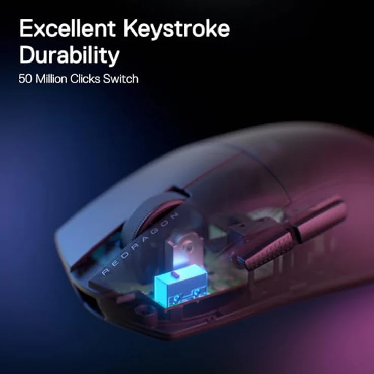 Redragon M724-1K K1NG, ultraleichte kabelgebundene Gaming-Maus mit 12000 DPI und 6 programmierbaren Tasten, schwarz – Bild 3