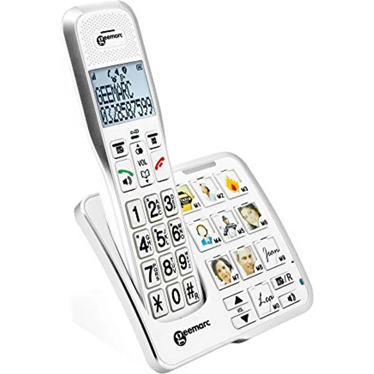 Geemarc AmpliDECT 595 DUO : 2 schnurlose verstärkte 50 dB Schwerhörigentelefone mit Fototasten, Anrufbeantworter, Sprachansage und SOS Taste - Deutsche Version – Bild 6