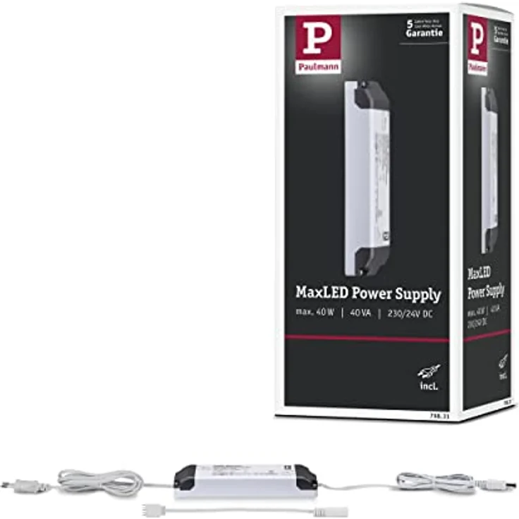 Paulmann 79831 MaxLED Stripe Power Supply eckig max. 40 Watt Lichtband Weiß Lichtstreifen Kunststoff Trafo – Bild 1