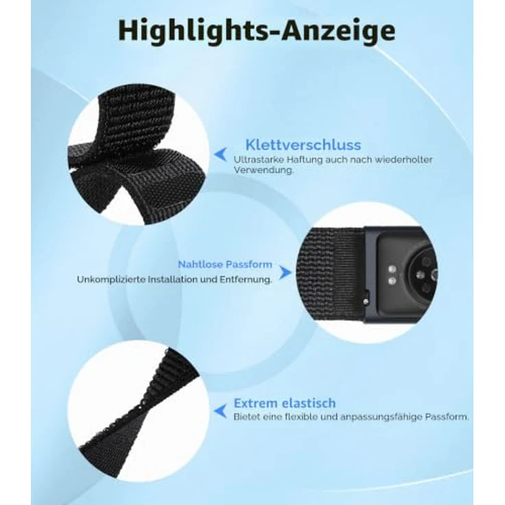 Astorgos Nylon Bicep Armband kompatibel mit Amazfit Helio Fitness Tracker, atmungsaktiv, einstellbare Länge 280mm-420mm, in verschiedenen Farben erhältlich – Bild 3