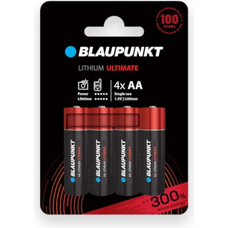 BLAUPUNKT AA Lithiumbatterien Packung mit 4, hält 3x länger als Alkalibatterien, FR6BUL/4CP – Bild 1