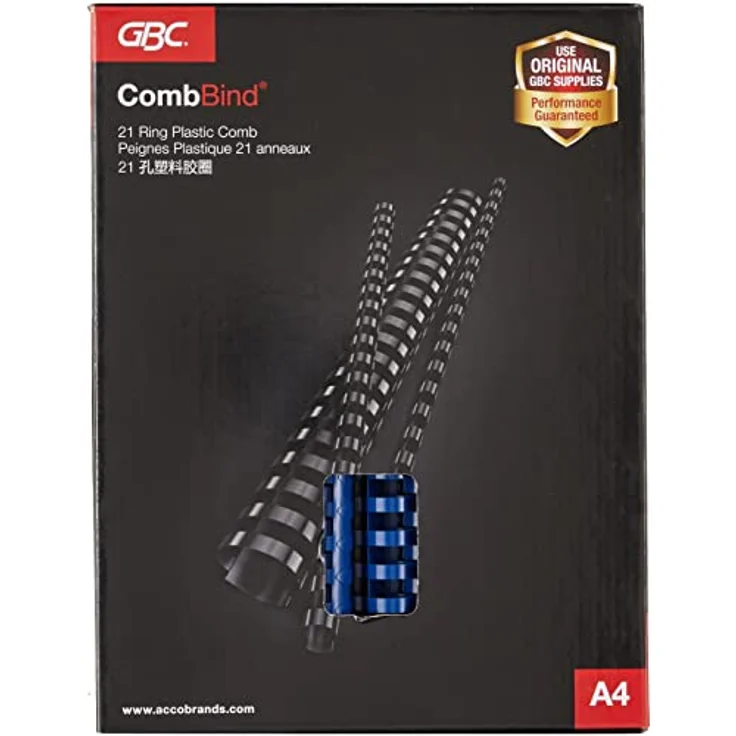 GBC CombBind Plastikbinderücken 19mm, blau, 100 Stück für A4-Dokumente, 21 Ringe – Bild 4