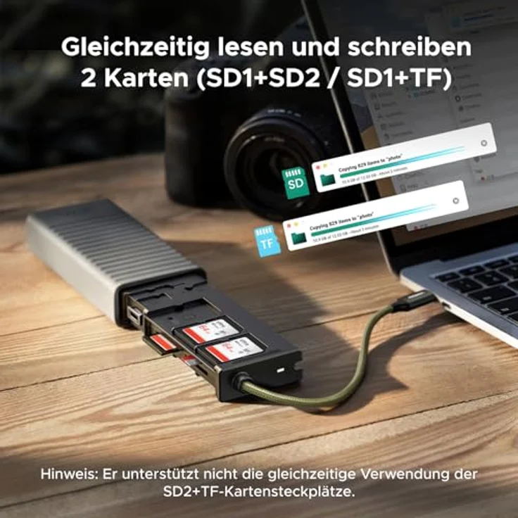UGREEN Kartenleser mit USB-C und USB-A, DUALER KARTENBETRIEB für SD/TF, inkl. Speicherbox für 6x SD, 4x TF und 1x SIM, kompatibel mit iPhone 17 Serie, iPad und Laptop – Bild 4