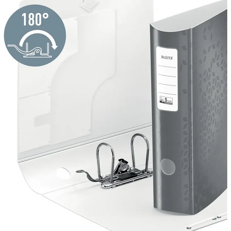 LEITZ Active WOW Aktenordner, Patentiert 180 Grad-Präzisionsmechanik, breit, blau