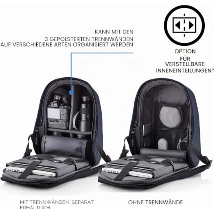 XD Design Bobby Hero XL, 17" Laptop Backpack in Marineblau, großer Rucksack mit Schutzfunktion und Diebstahlschutz – Bild 5