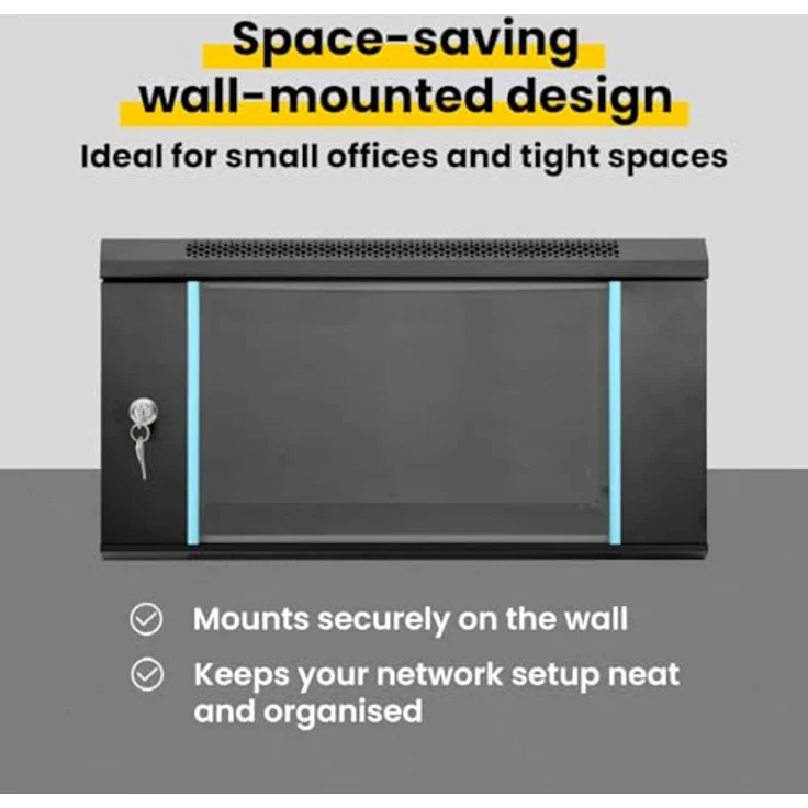 vidaXL Netzwerkschrank, Stahl Schwarz 60 x 60 x 35 cm mit integriertem Speicher – Bild 5