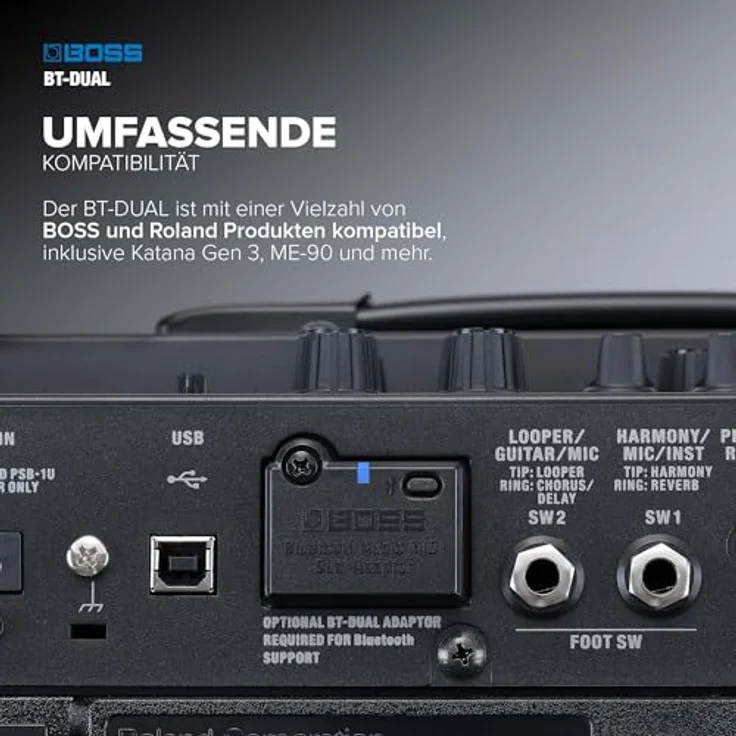 BOSS BT-DUAL, Bluetooth Audio MIDI Dual-Adapter für Katana Gen 3, ME-90 und kompatible BOSS/Roland Produkte, kabelloses Streaming und Steuerung – Bild 4