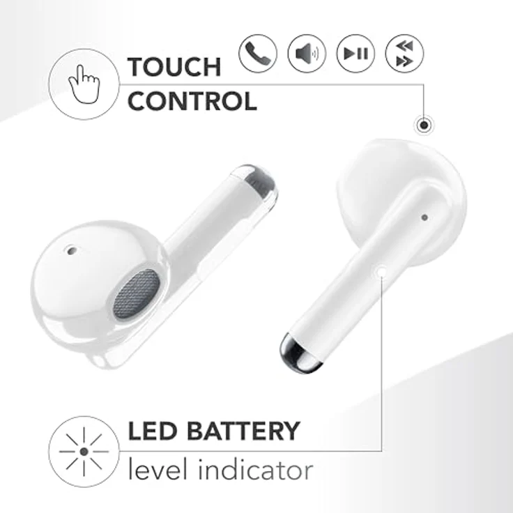 Music Sound Breeze, True Wireless Stereo (TWS) Bluetooth-Headset mit farbiger Hülle für Anrufe und Musik, 64 g, Weiß – Bild 2