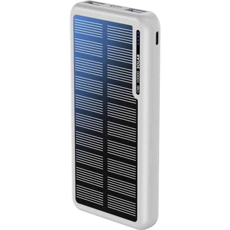 Boompods Obi 10,000mAh Solar Powerbank - Weiß, Powerbank mit dualen USB-Ausgängen und Sicherheitsfunktionen – Bild 1