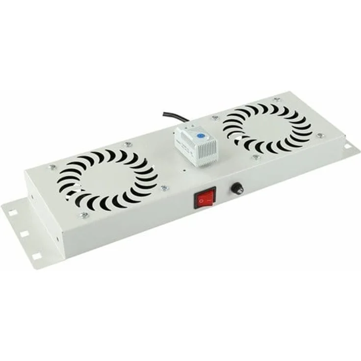 Lanview Fan Module Analog, 1U Belüftungsmodul mit Thermostat, weiß RAL7035, Dachmontage